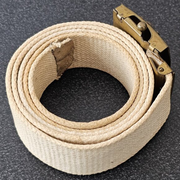 WWII US Army Solid Brass Belt Buckle and US Military Issued Web Belt - Picture 4 of 6